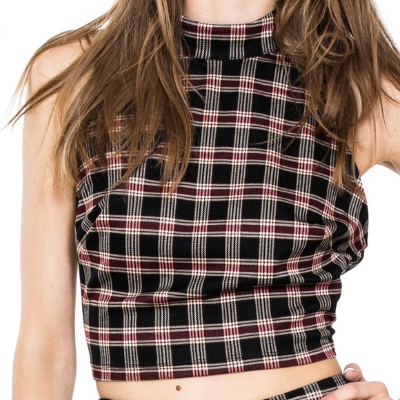 2 PIECE PLAID CHECK SLEEVELESS TOP AND LONG PANTS - Picture 3 of 8